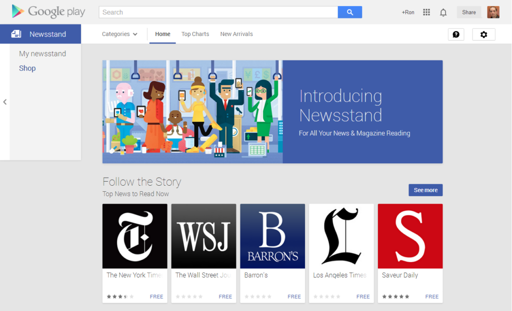 Google Play Newstand for news app